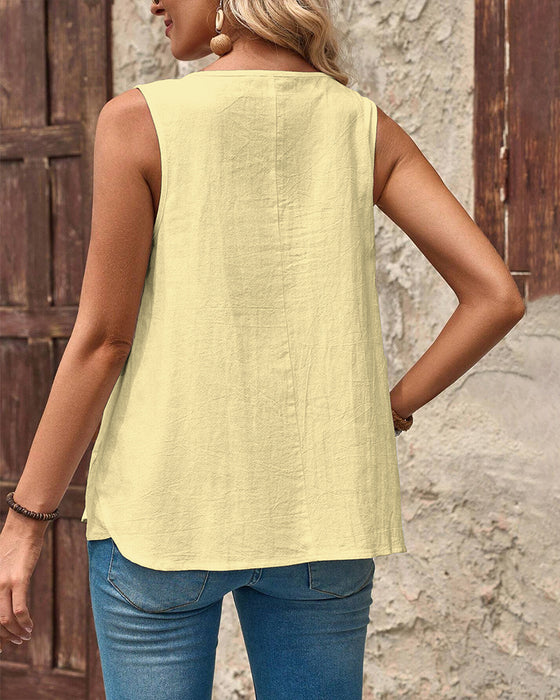 Sleeveless Simple Printed Tank Top