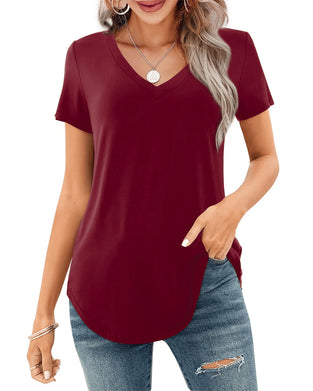 Irregular V-Neck Casual T-Shirt