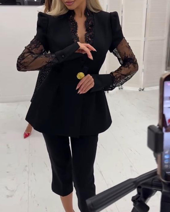 Lace Paneled Blazer