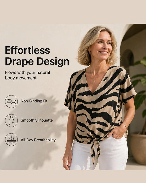 Elegant Zebra V-Neck Tee