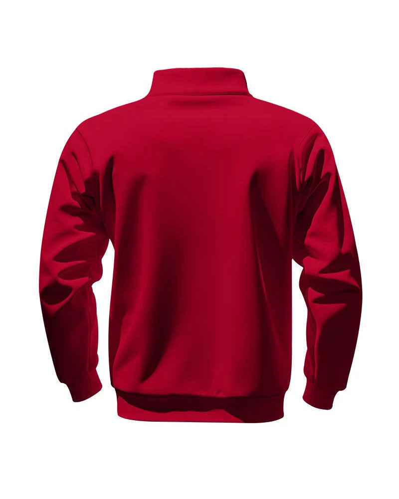 Solid Color Stand Collar Zipper Sweatshirt