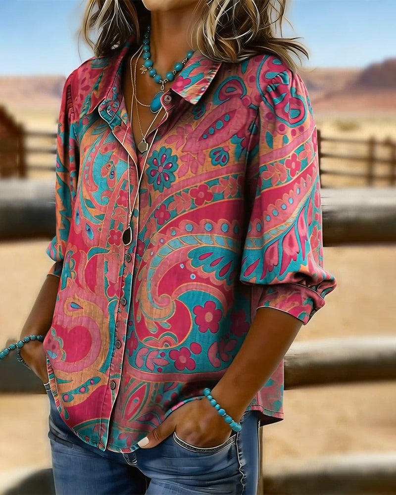 Fashionable Printed Short-Sleeved Loose Shirt