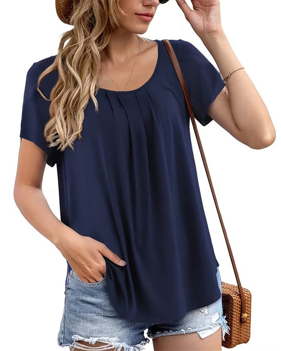 Pleated Casual Short Sleeve T-Shirt