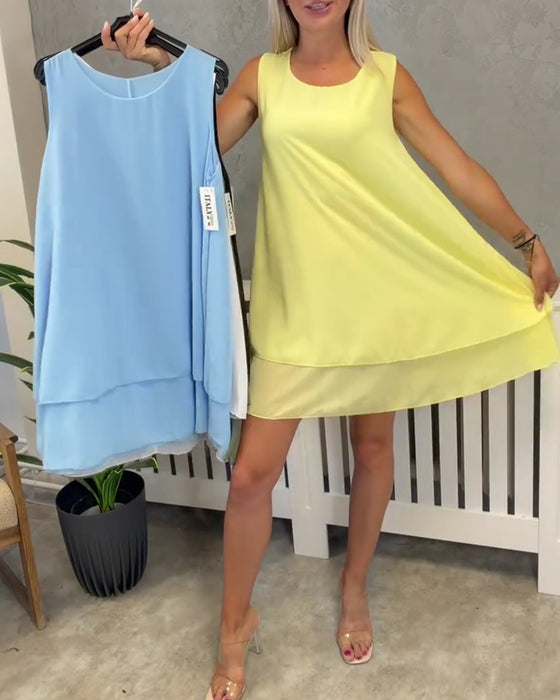 Sleeveless Solid Casual Dress