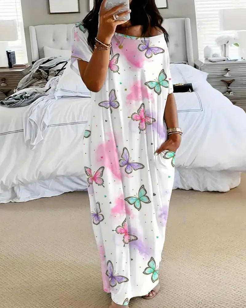 Casual Vacation Print Loose Dress