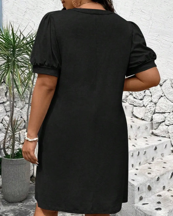 Bubble Sleeve A-Line Casual Dress