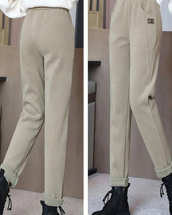 Warm High-Waisted Trousers With A Wool Lining