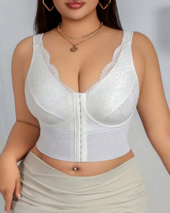 Women Front-Closure Buckle Push-Up Wire-Free Posture-Correcting Supportive Bra