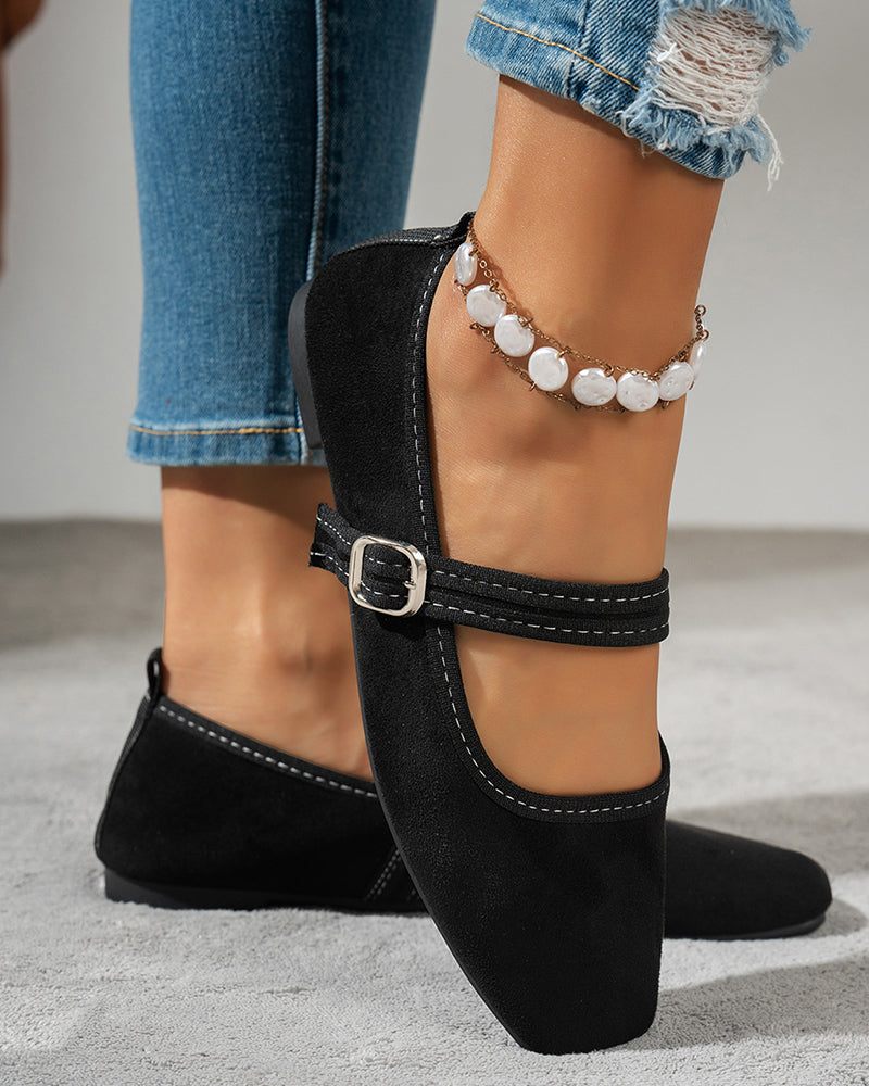 Women's Vintage Classy Elegant Square Toe Classic Mary Jane Shoes