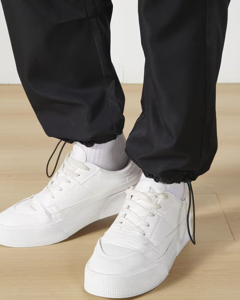 Casual Drawstring Solid Color Cargo Pants