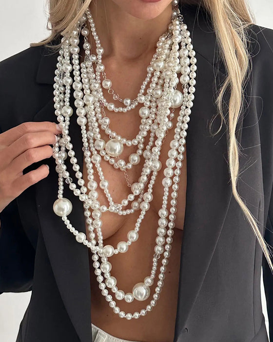 Multi-Layer Long Pearl Necklace