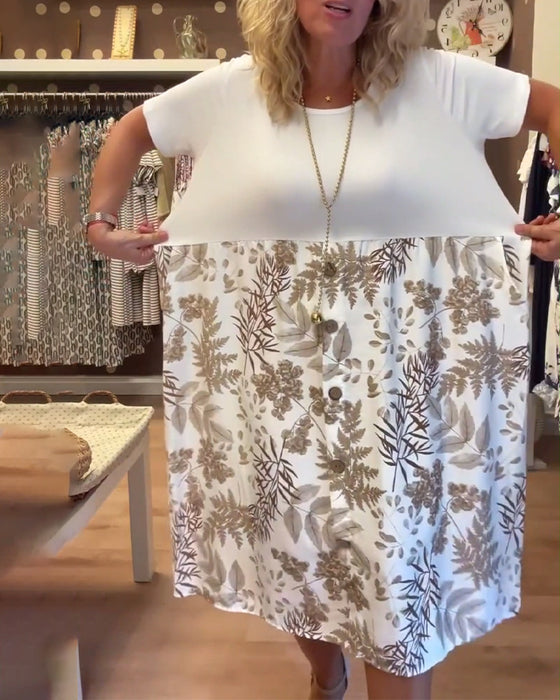 Casual Temperament Printed Round Neck Dress