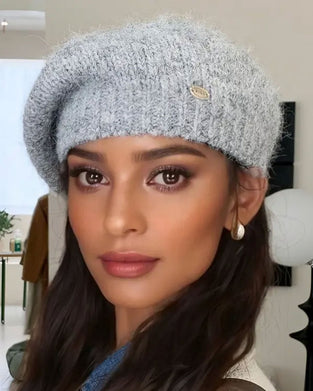 Women Plain Knit Beret Beanie