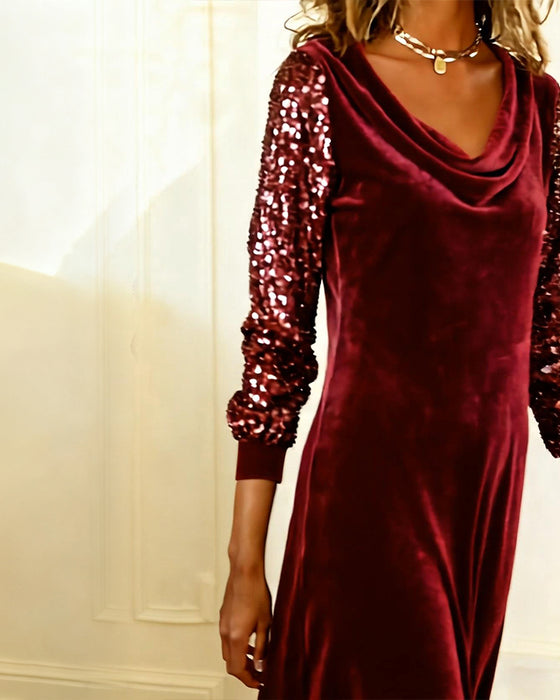 Elegant Velvet And Sequined Dress