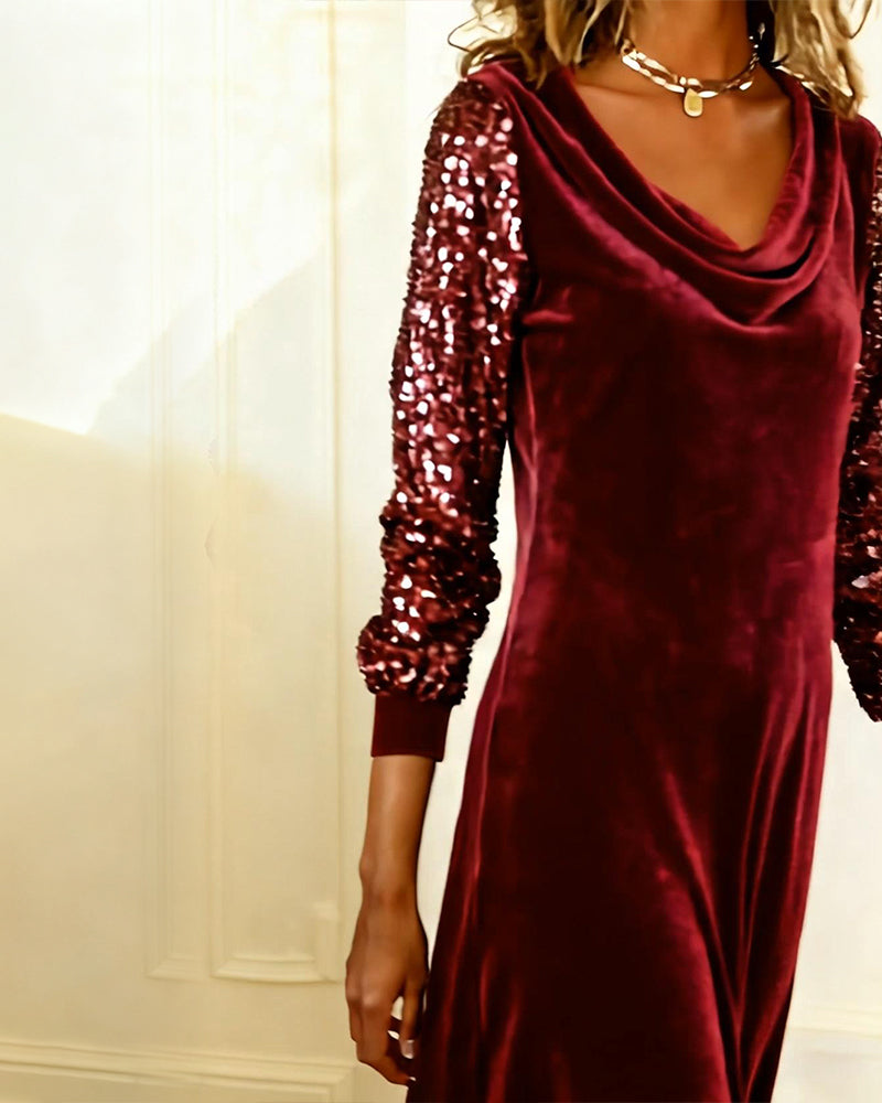 Elegant Velvet And Sequined Dress