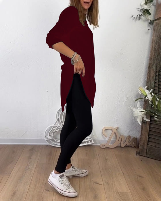 Mid-Length Top Mit Crew Neck