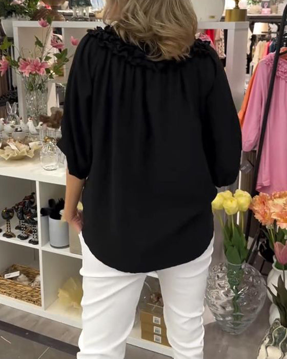 Half-Sleeved Floral Loose Blouse