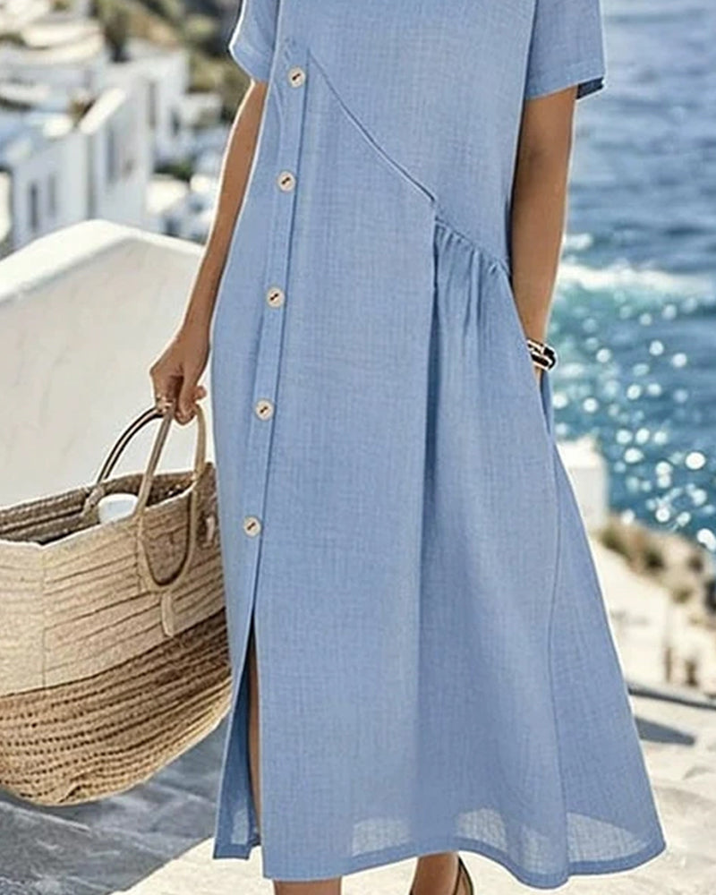 Button Decor Casual Dress