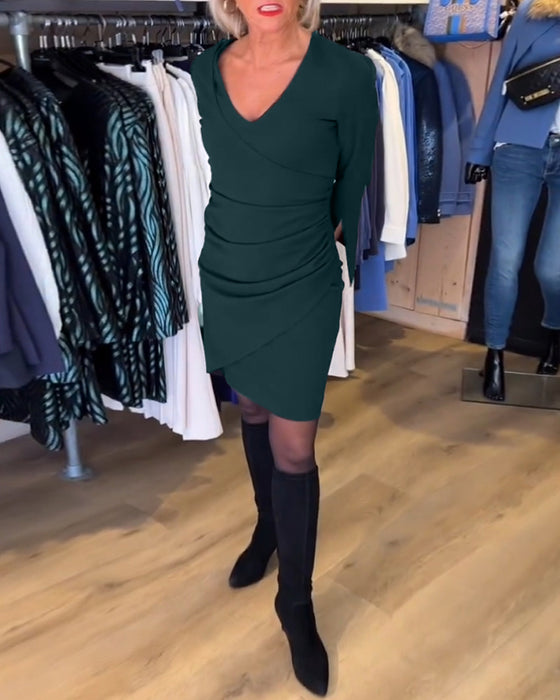 V-neck flare Sleeve dress