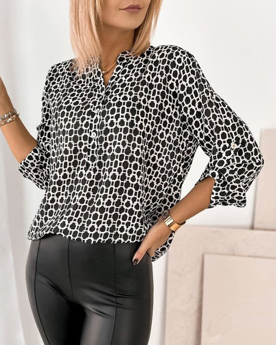 Polka Dot Casual Print Blouse