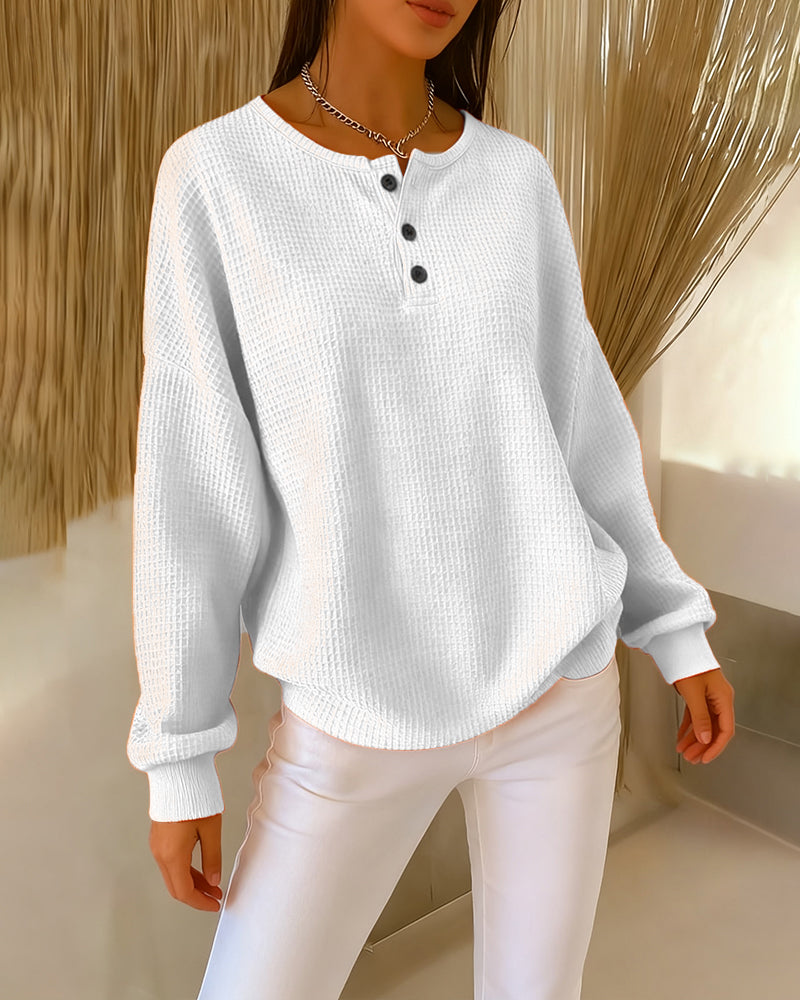 Fashionable Casual Solid Color Long-Sleeved Sweatshirt