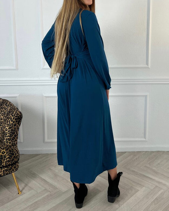 Sexy solid color Dress with Long Sleeve