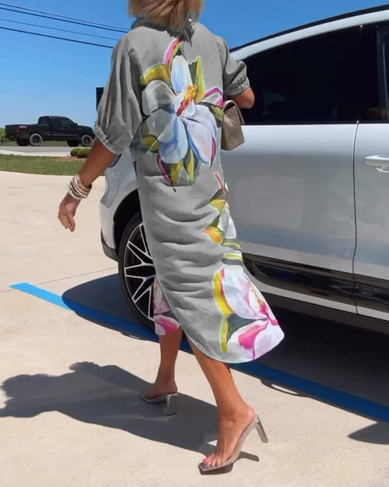 Floral print loose casual dress