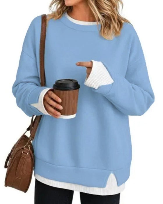 Fake Layered Loose Long Sleeve Sweatshirt
