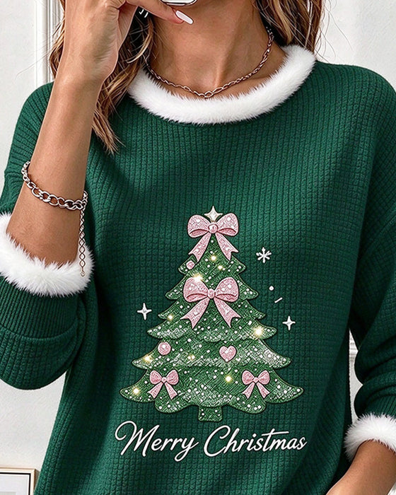 Christmas Tree Contrast Color Sweatshirt