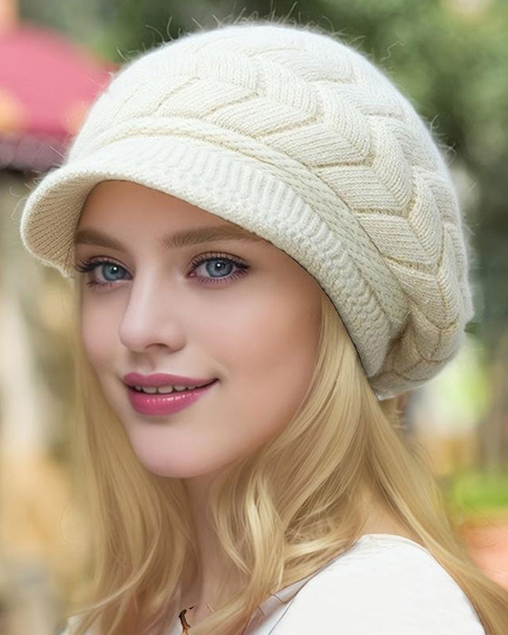 Womens Cable Knit Winter Slouchy Beanie Hat Soft Warm Stretchy