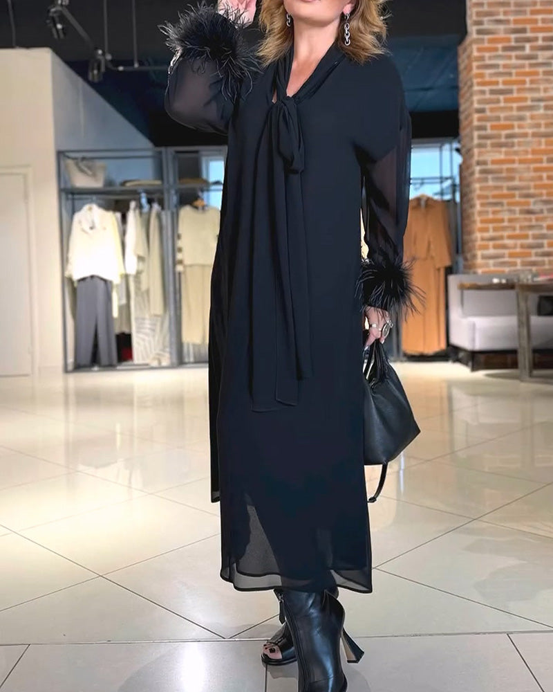V-Neck Bandage Loose Dress