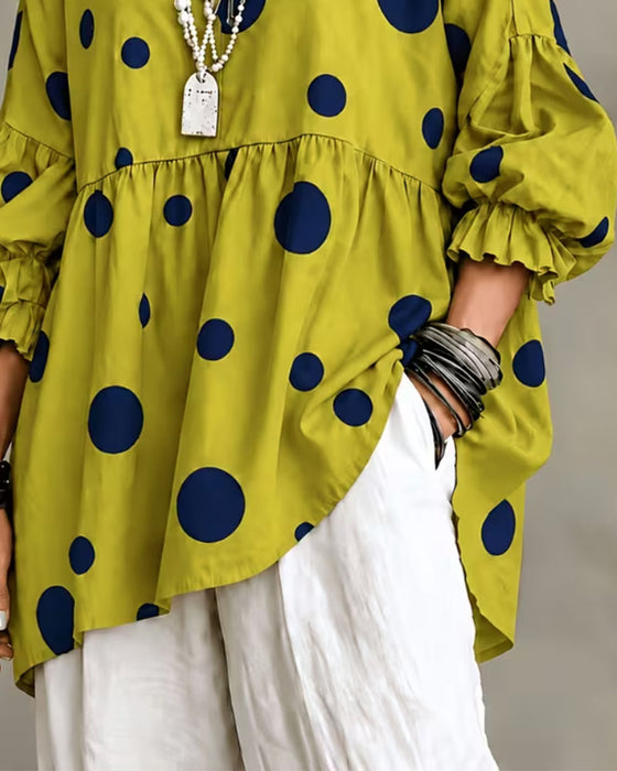 Large Polka Dot Ruffle Blouse