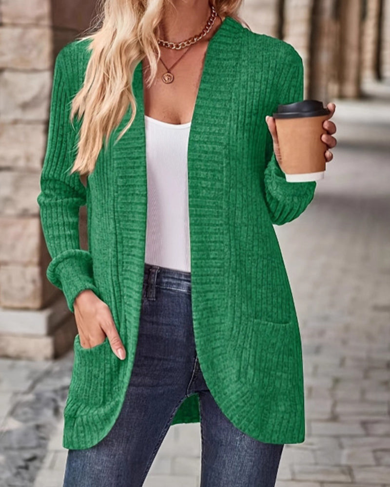 Brushed Casual Long-Sleeve Coat