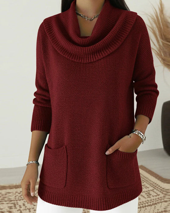 Cowl Neck Long Sleeve Pullover