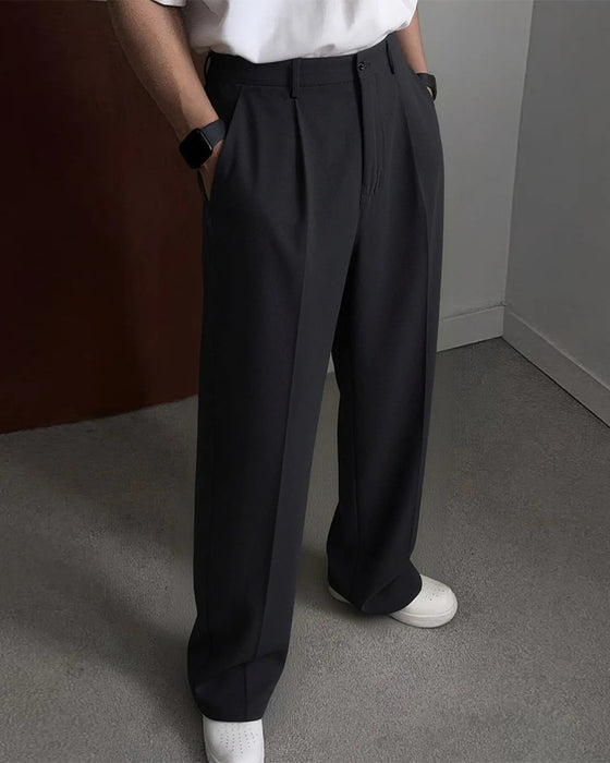 Men'S Pocket Pleated Straight Pants