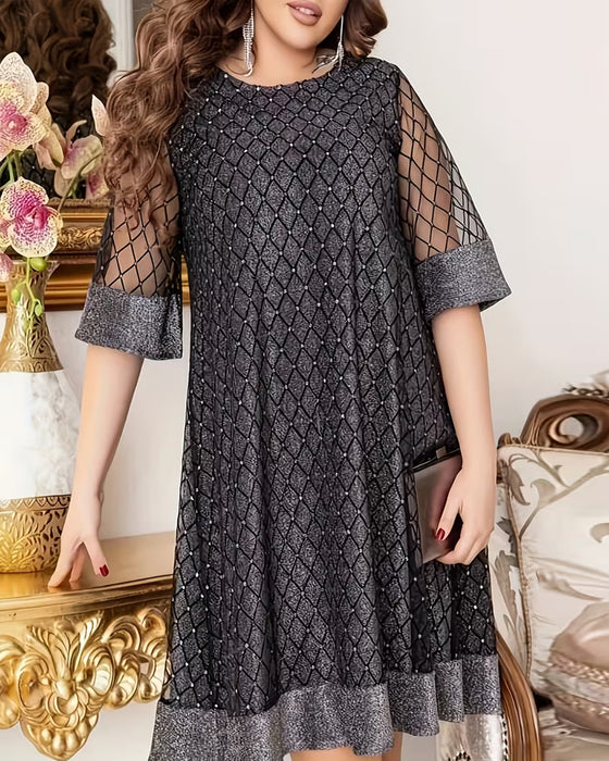 Loose-Fitting Short-Sleeved Plus-Size Dress
