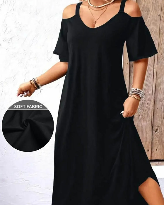 U-Neck Strappy Off-Shoulder Loose Dress
