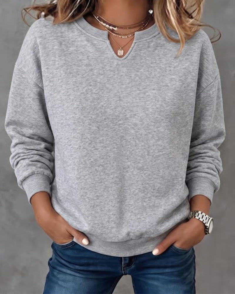Small V-Neck Casual Long Sleeve Sweatshirt