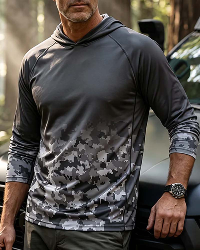 Men's Hooded Camo Gradient Top