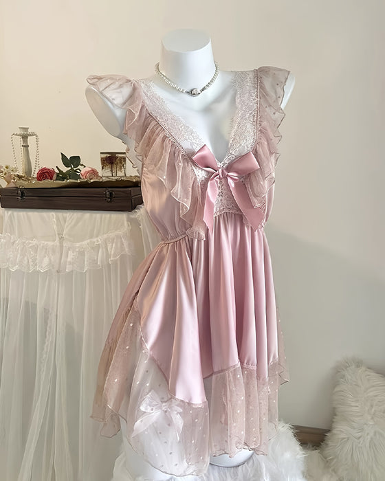 Sexy Backless Deep V Lace Comfortable Sleepwear Women'S