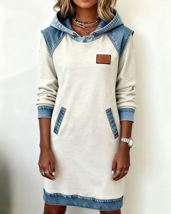 Hooded Paneled Contrast Dress