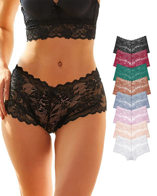 Women’s 8-Pack Sexy V-Waist Lace Cheeky Panties