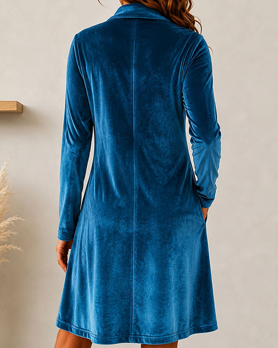 Button Solid Casual Dress