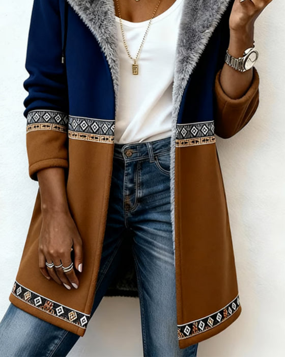 Fashionable Long-Sleeved Hooded Coat