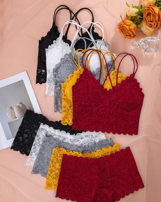 Lace Cutout Back Lingerie Set