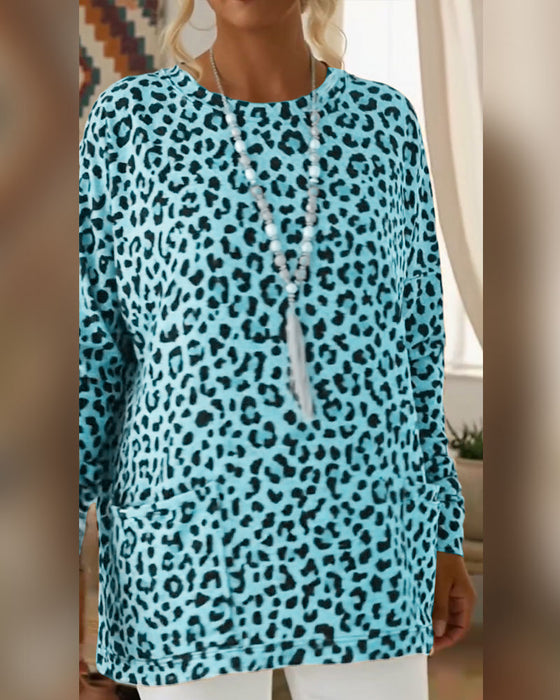 Leopard Print Round-Neck Top