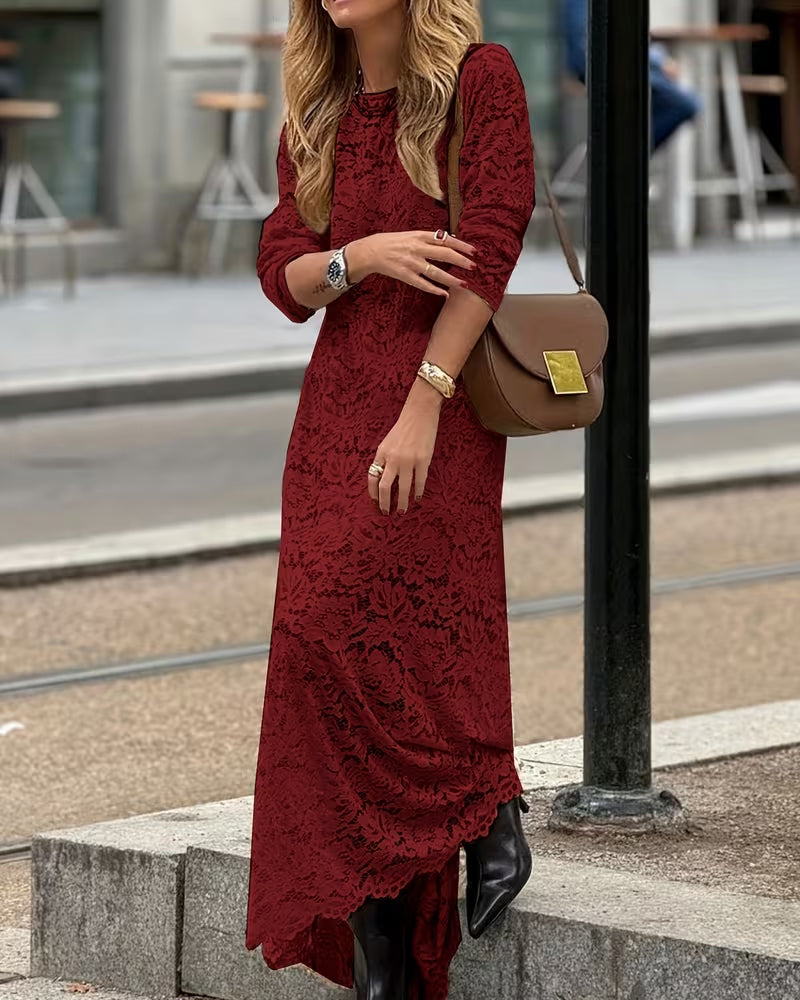 Elegant Solid Color Floor-Length Dress