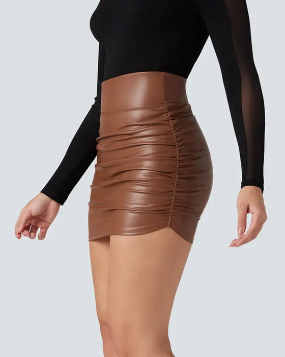 High-Waist Pleated A-Line Skirt