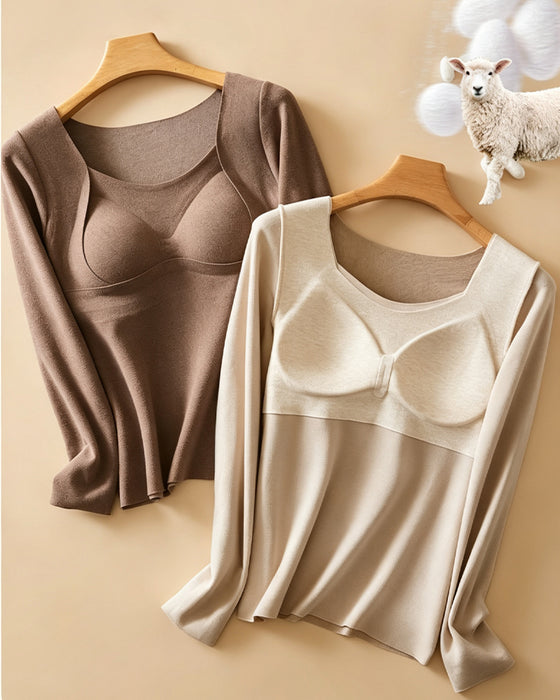 Women's Thermal Underwear Top with Bra Pads