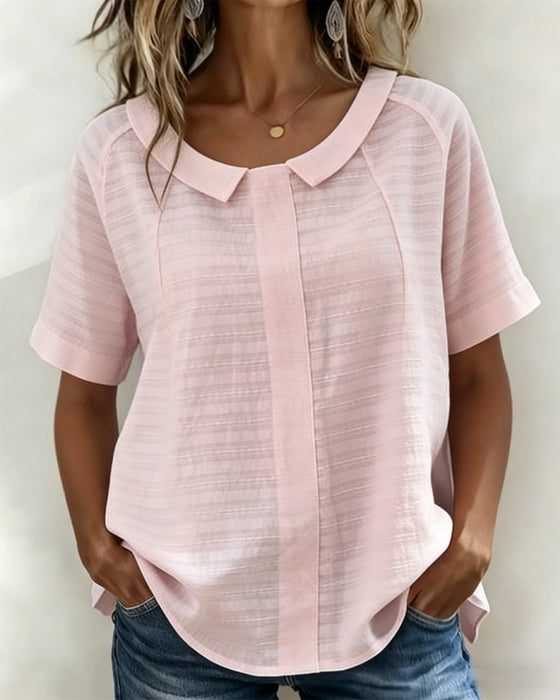 Textured Peter Pan Collar Blouse